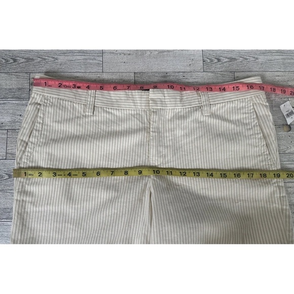 NEW Gap Women Sz 10 Beige Pants Capri Striped 100%Cotton Flat Front Wide - Picture 9 of 12